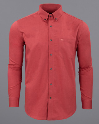french crown Men Solid Casual Red Shirt