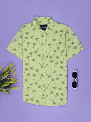 V-MART Boys Printed Casual Green Shirt