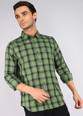 WROGN Men Checkered Casual Green Shirt