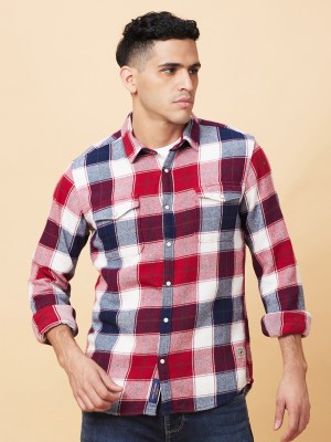 BEING HUMAN Men Checkered Casual Red Shirt