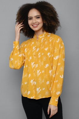 Allen Solly Women Printed Casual Yellow Shirt