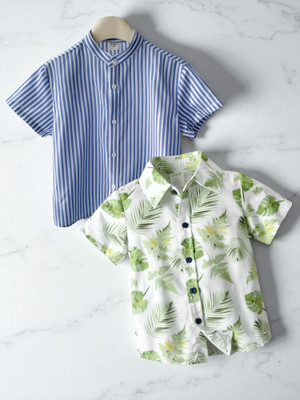 KIDOOZA Boys Printed, Striped Casual Multicolor Shirt