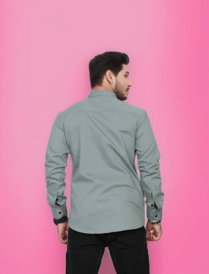 U AND J TREND Men Printed Casual Light Green Shirt