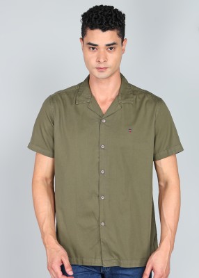 Louis Philippe Jeans Men Solid Casual Green Shirt