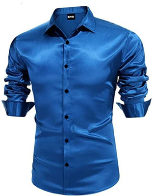 Eluyaana Fashion Men Washed Casual Light Blue Shirt