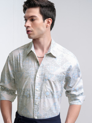 HIGHLANDER Men Printed Casual Blue, White Shirt