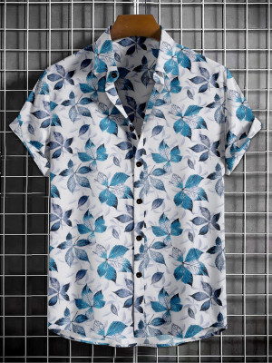 Dgshoppers Men Printed Formal Light Blue Shirt