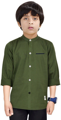 Paper Crane Boys Solid Casual Green Shirt