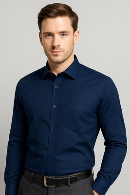 OFFICER CHOICE Men Solid Formal Blue Shirt