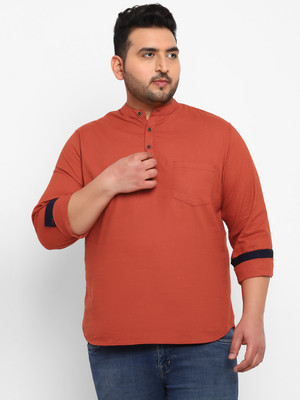 Urbano Plus Men Solid Straight Kurta(Orange)