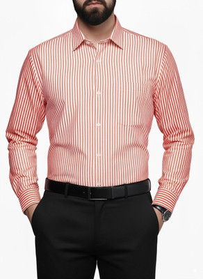 Gati Men Striped Casual Pink Shirt