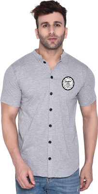 Blisstone Men Graphic Print Casual Silver Shirt