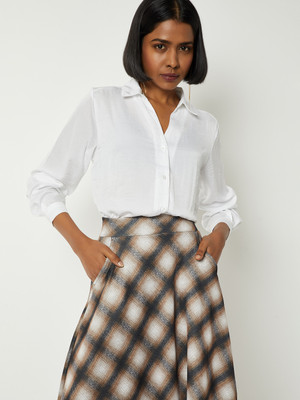 MAX Women Solid Casual Beige Shirt