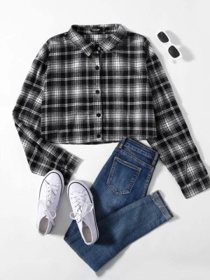 BTD Fashion Women Checkered Casual Black Shirt