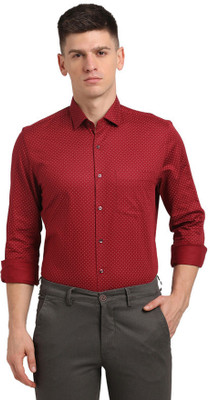 TURTLE Men Printed Formal Red Shirt