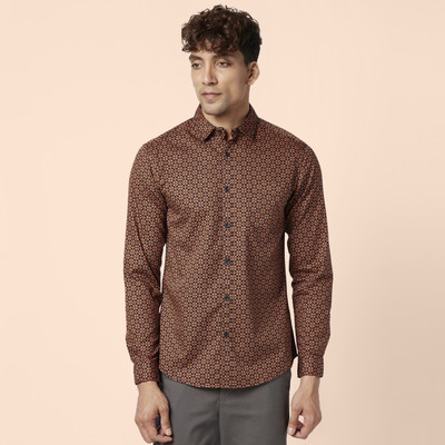 Byford by Pantaloons Men Printed Casual Orange, Black Shirt