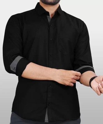 dijitra fab Men Solid Casual Black Shirt