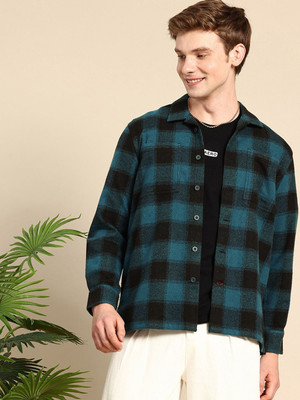 Mast & Harbour Men Self Design Casual Blue Shirt