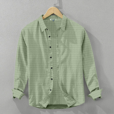 UPQUEDS Men Self Design Casual Light Green Shirt