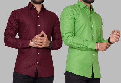 METRONAUT Men Solid Casual Multicolor Shirt(Pack of 2)