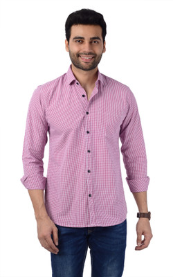 5TH ANFOLD Men Checkered Casual Pink Shirt