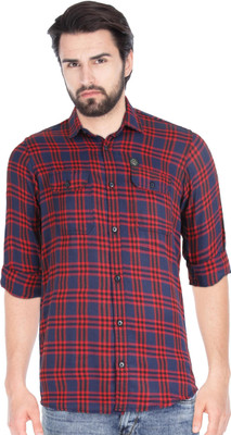 Indi Hemp Men Checkered Casual Red, Black Shirt