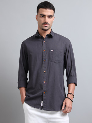 U.S. Pitchers Men Solid Casual Grey Shirt