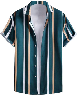 Radha Krishna Fashion Men Striped Casual Blue Shirt