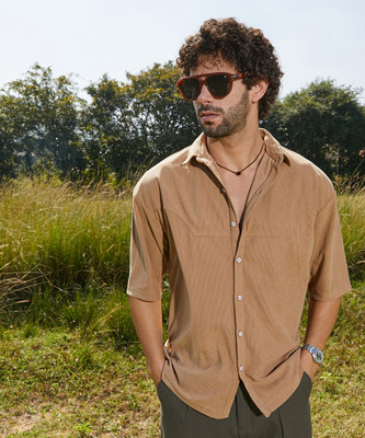 CAMPUS SUTRA Men Self Design Casual Beige Shirt