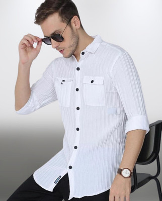 Pribha Fashion Men Solid Casual White Shirt