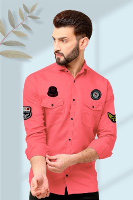 Zarila Men Solid Casual Pink Shirt