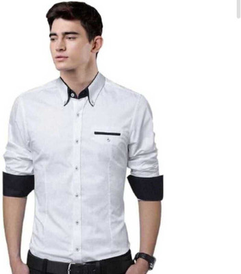 GAZZY CREATION Men Solid Casual White Shirt