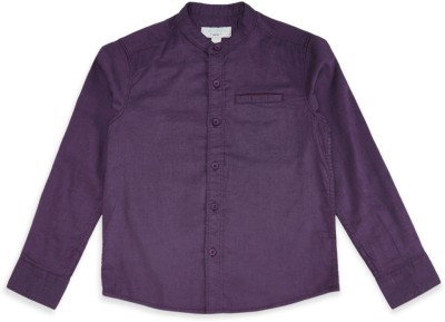 Pantaloons Junior Boys Solid Casual Purple Shirt