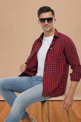 Marc Laurent Men Checkered Casual Red, Blue Shirt
