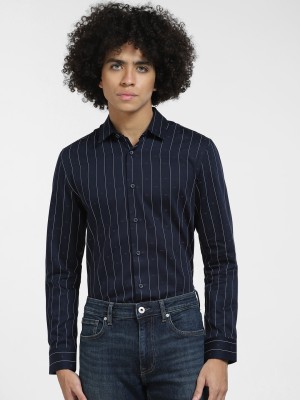 JACK & JONES Men Striped Casual Dark Blue, White Shirt