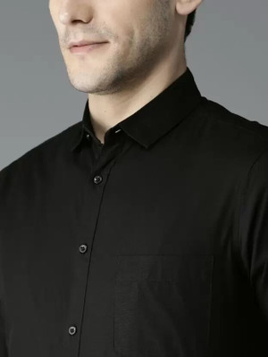 VC Fashion Men Solid Casual Black Shirt