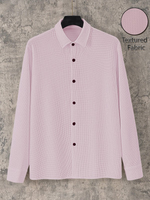 SADBHAVNAFABRIC Men Self Design Casual Pink Shirt