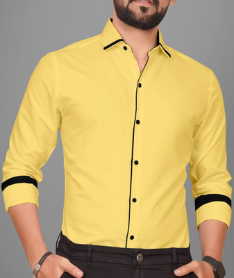 GLOBAL NOMAD Men Solid Casual Yellow Shirt
