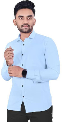 Jumii Enterprise Men Solid Formal Light Blue Shirt