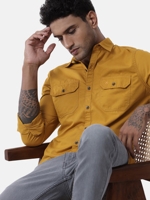 WROGN Men Solid Casual Yellow Shirt
