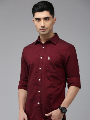 U.S. POLO ASSN. Men Solid Casual Brown Shirt