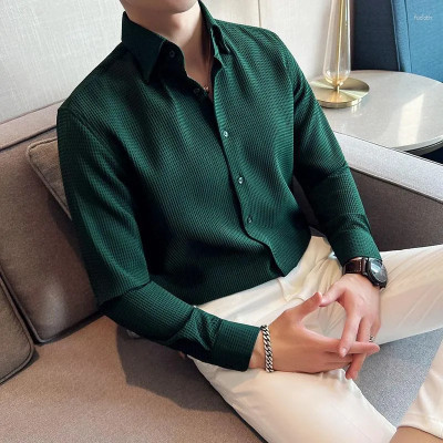 TYRELL Men Self Design Formal Green Shirt