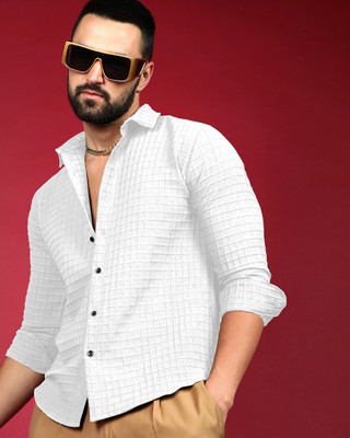 METRONAUT Men Solid Casual White Shirt