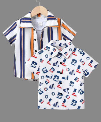 KILLER Boys Printed, Striped Casual Blue, Yellow Shirt(Pack of 2)