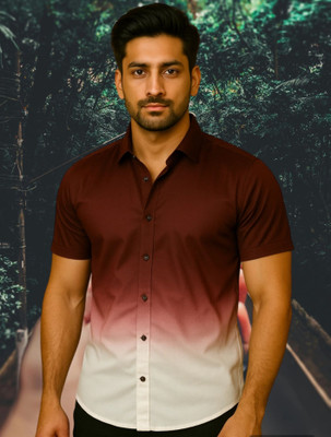 Mahek Fashion Men Dyed/Ombre Casual Maroon Shirt