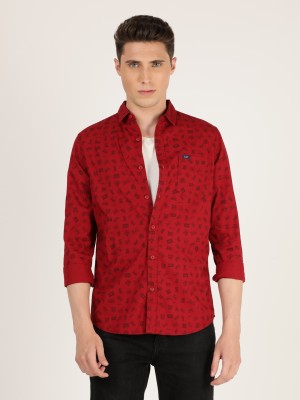 LEE Men Printed Casual Red Shirt