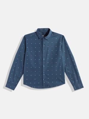 M&H Juniors Boys Printed Casual Blue Shirt