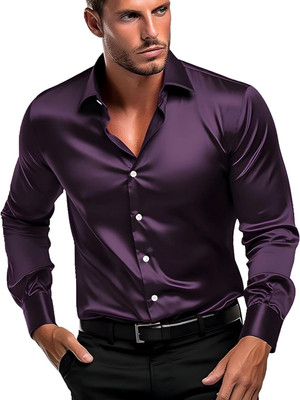 SEVENTEENSTITCH Men Printed Casual Purple Shirt