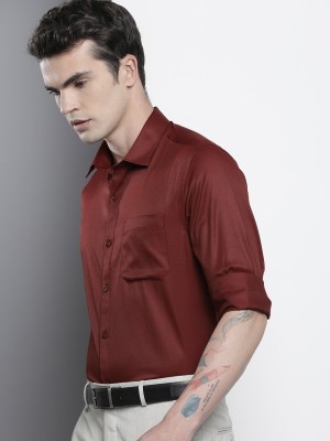 The Indian Garage Co. Men Solid Formal Maroon Shirt