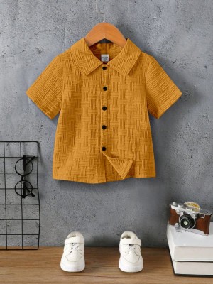 Lolar Boys Self Design Casual Orange Shirt